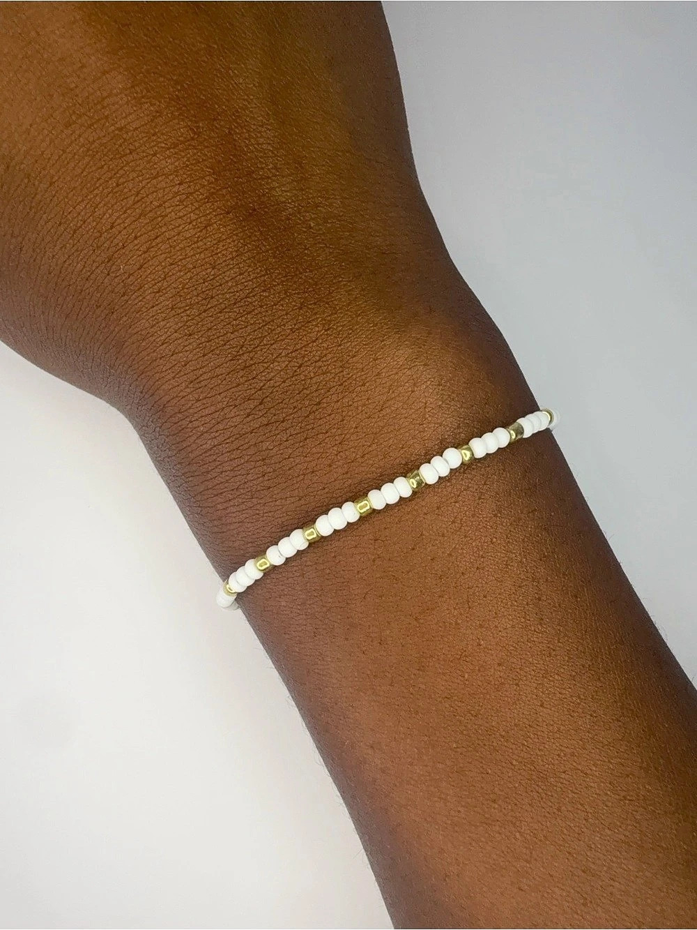 Golden Daze Handmade 2mm Stretch Beaded Bracelet